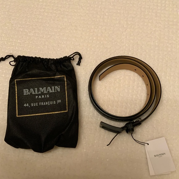 NWT OriginalBalmain black men’s Leather belt 110/125 with pouch